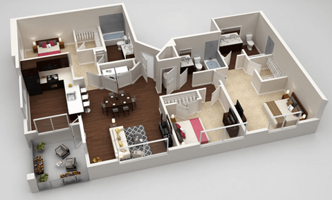 Hawkins 3 bed 3 bath at Highland Row Apartments, Memphis, 38111